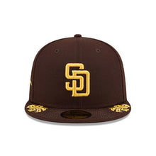 Load image into Gallery viewer, San Diego Padres New Era MLB 59FIFTY 5950 Fitted Cap Hat Brown Crown/Visor Yellow Logo Gray UV (WordMark)