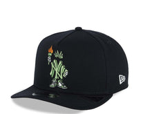 Load image into Gallery viewer, New York Yankees New Era MLB 9FIFTY 950 A-Frame Snapback Cap Hat Navy Blue Crown/Visor Green/Orange Liberty Cartoon Logo NY Side Patch Gray UV