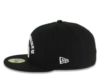 Load image into Gallery viewer, San Diego Padres New Era MLB 59FIFTY 5950 Fitted Cap Hat Black Crown/Visor White East County Script/Text Logo 40th Anniversary Side Patch Gray UV