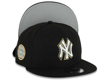 Load image into Gallery viewer, New York Yankees New Era MLB 9FIFTY 950 Snapback Cap Hat Black Crown/Visor White/Black/Metallic Gold Logo Aztec Calendar Side Patch Gray UV