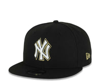 Load image into Gallery viewer, New York Yankees New Era MLB 9FIFTY 950 Snapback Cap Hat Black Crown/Visor White/Black/Metallic Gold Logo Aztec Calendar Side Patch Gray UV