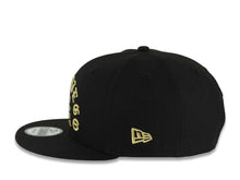 Load image into Gallery viewer, San Diego Padres New Era MLB 9FIFTY 950 Snapback Cap Hat Black Crown/Visor Metallic Gold 1969 Major League Baseball Text/Script Logo Gray UV