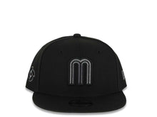 Load image into Gallery viewer, (Youth)Mexico New Era WBC World Baseball Classic 9FIFTY 950 Kid Snapback Cap Hat Black Crown/Visor Dark Gray/Black Logo WBC Logo Side Patch Gray UV