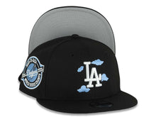 Load image into Gallery viewer, (Youth)Los Angeles Dodgers New Era MLB 9FIFTY 950 Snapback Cap Hat Black Crown/Visor White Logo With Cloud 2024-2025 Back To Back Champions Side Patch