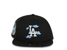 Load image into Gallery viewer, (Youth)Los Angeles Dodgers New Era MLB 9FIFTY 950 Snapback Cap Hat Black Crown/Visor White Logo With Cloud 2024-2025 Back To Back Champions Side Patch