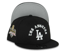 Load image into Gallery viewer, (Youth)Los Angeles Dodgers New Era MLB 9FIFTY 950 Kid Snapback Cap Hat Black Crown/Visor White Script/Text Logo 2025 World Series Champions Side Patch
