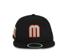 Load image into Gallery viewer, (Youth)Mexico New Era WBC World Baseball Classic 59FIFTY 5950 Kid Fitted Cap Hat Black Crown/Visor Team Color Logo Mexico Flag Side Patch Gray UV