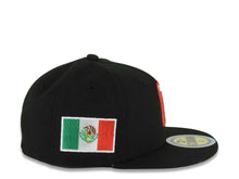 Load image into Gallery viewer, (Youth)Mexico New Era WBC World Baseball Classic 59FIFTY 5950 Kid Fitted Cap Hat Black Crown/Visor Team Color Logo Mexico Flag Side Patch Gray UV