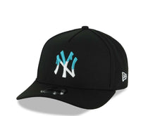 Load image into Gallery viewer, New York Yankees New Era MLB 9FORTY 940 Adjustable A-Frame Cap Hat Black Crown/Visor White/Teal Drip Logo NY Logo Side Patch Gray UV