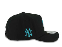 Load image into Gallery viewer, New York Yankees New Era MLB 9FORTY 940 Adjustable A-Frame Cap Hat Black Crown/Visor White/Teal Drip Logo NY Logo Side Patch Gray UV