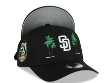 Load image into Gallery viewer, San Diego Padres New Era MLB 9FORTY 940 Adjustable A-Frame Cap Hat Black Crown/Visor White Logo With 2 Palm Trees 20 Years Petcopark Side Patch