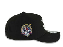 Load image into Gallery viewer, San Diego Padres New Era MLB 9FORTY 940 Adjustable A-Frame Cap Hat Black Crown/Visor White Friar Faithful Text Logo 40th Anniversary Side Patch