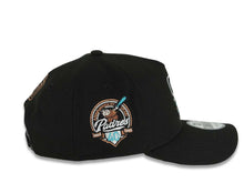 Load image into Gallery viewer, San Diego Padres New Era MLB 9FORTY 940 Adjustable A-Frame Cap Hat Black Crown/Visor Black/White/Teal Logo With Floral 40th Anniversary Side Patch