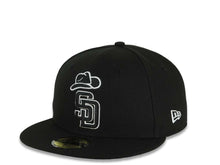 Load image into Gallery viewer, San Diego Padres New Era MLB 59FIFTY 5950 Fitted Cap Hat Black Crown/Visor Black/White Logo With Cowboy Hat 40th Anniversary Side Patch Gray UV