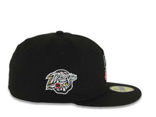 Load image into Gallery viewer, San Diego Padres New Era MLB 59FIFTY 5950 Fitted Cap Hat Black Crown/Visor Black/White/Pink Logo With Floral 1998 World Series Side Patch Gray UV