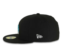 Load image into Gallery viewer, Los Angeles Dodgers New Era MLB 59FIFTY 5950 Fitted Cap Hat Black Crown/Visor White/Teal Drip Logo Back To Back 9x World Series Champions Side Patch