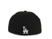 Load image into Gallery viewer, Los Angeles Dodgers New Era MLB 59FIFTY 5950 Fitted Cap Hat Black Crown/Visor White/Teal Drip Logo Back To Back 9x World Series Champions Side Patch