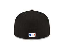 Load image into Gallery viewer, New York Mets New Era MLB 59FIFTY 5950 Fitted Cap Hat Black Crown/Visor Royal Blue/Orange Logo Black UV