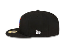 Load image into Gallery viewer, New York Mets New Era MLB 59FIFTY 5950 Fitted Cap Hat Black Crown/Visor Royal Blue/Orange Logo Black UV