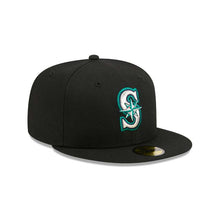 Load image into Gallery viewer, Seattle Mariners New Era MLB 59FIFTY 5950 Fitted Cap Hat Black Crown/Visor Team Color Logo Gray UV