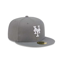 Load image into Gallery viewer, New York Mets New Era MLB 59FIFTY 5950 Fitted Cap Hat Gray Crown/Visor White Logo Gray UV