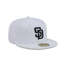 Load image into Gallery viewer, San Diego Padres New Era MLB 59FIFTY 5950 Fitted Cap Hat White Crown/Visor Black Logo Gray UV