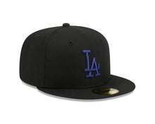 Load image into Gallery viewer, Los Angeles Dodgers New Era MLB 59FIFTY 5950 Fitted Cap Hat Black Crown/Visor Royal Blue Logo Gray UV