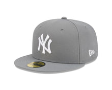 Load image into Gallery viewer, New York Yankees New Era MLB 59FIFTY 5950 Fitted Cap Hat Gray Crown/Visor White Logo Gray UV