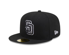 Load image into Gallery viewer, San Diego Padres New Era MLB 59FIFTY 5950 Fitted Cap Hat Black Crown/Visor Black/White Logo Gray UV