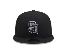 Load image into Gallery viewer, San Diego Padres New Era MLB 59FIFTY 5950 Fitted Cap Hat Black Crown/Visor Black/White Logo Gray UV