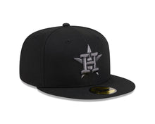 Load image into Gallery viewer, Houston Astros New Era MLB 59FIFTY 5950 Fitted Cap Hat Black Crown/Visor Dark Gray/Black Logo Gray UV
