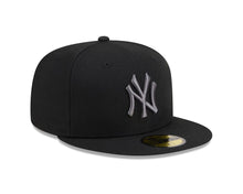 Load image into Gallery viewer, New York Yankees New Era MLB 59FIFTY 5950 Fitted Cap Hat Black Crown/Visor Dark Gray Logo Gray UV