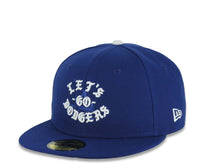 Load image into Gallery viewer, Los Angeles Dodgers New Era MLB 59FIFTY 5950 Fitted Cap Royal Blue Crown/Visor Let's Go Dodgers Script Logo 2024 World Series Champions Side Patch