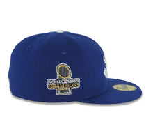 Load image into Gallery viewer, Los Angeles Dodgers New Era MLB 59FIFTY 5950 Fitted Cap Royal Blue Crown/Visor Let's Go Dodgers Script Logo 2024 World Series Champions Side Patch