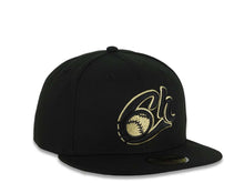Load image into Gallery viewer, Charros de Jalisco New Era LMP 59FIFTY 5950 Fitted Cap Hat Black Crown/Visor Black/Metallic Gold Logo Gray UV