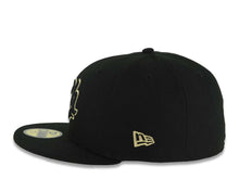 Load image into Gallery viewer, Charros de Jalisco New Era LMP 59FIFTY 5950 Fitted Cap Hat Black Crown/Visor Black/Metallic Gold Logo Gray UV