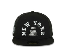 Load image into Gallery viewer, New York Yankees New Era MLB 59FIFTY 5950 Fitted Cap Hat Black Crown/Visor White 1903 Major League Baseball Logo 2024 World Series Side Patch Gray UV