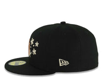 Load image into Gallery viewer, San Diego Padres New Era MLB 59FIFTY 5950 Fitted Cap Hat Black Crown/Visor Metallic Brown/Cream Logo With Cherry Blossoms 25th Anniversary Side Patch
