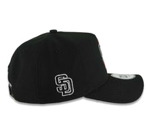 Load image into Gallery viewer, San Diego Padres New Era MLB 9FORTY 940 Adjustable A-Frame Cap Hat Black Crown/Visor Black/White/Pink Logo With Floral SD Logo Side Patch Gray UV