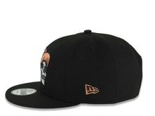 Load image into Gallery viewer, Mexico New Era 9FIFTY 950 Snapback Cap Hat Black Crown/Visor White/Metallic Brown/Metallic Red Skull Logo Aztec Calendar Side Patch Gray UV
