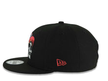 Load image into Gallery viewer, Mexico New Era 9FIFTY 950 Snapback Cap Hat Black Crown/Visor White/Metallic Red/Blue Skull Logo Aztec Calendar Side Patch Gray UV