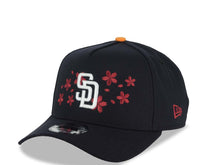 Load image into Gallery viewer, San Diego Padres New Era MLB 9FORTY 940 Adjustable A-Frame Cap Navy Crown/Visor White Logo With Hot Pink Cherry Blossoms 1998 World Series Side Patch