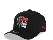 Load image into Gallery viewer, Mexico New Era 9FORTY 940 Adjustable A-Frame Cap Hat Black Crown/Visor White/Metallic Red/Blue Skull Logo Aztec Calendar Side Patch Gray UV