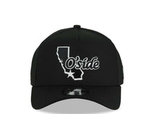 Load image into Gallery viewer, Oceanside California Map New Era 9FORTY 940 Adjustable A-Frame Cap Hat Black Crown/Visor Black/White Logo SD Logo Side Patch Gray UV