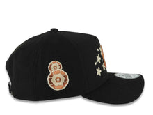 Load image into Gallery viewer, New York Yankees New Era MLB 9FORTY 940 Adjustable A-Frame Cap Hat Black Crown/Visor Metallic Brown Logo With Khaki Cherry Blossoms Floral Side Patch