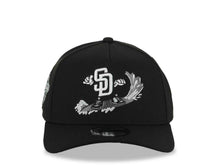 Load image into Gallery viewer, San Diego Padres New Era MLB 9FORTY 940 Adjustable A-Frame Cap Hat Black Crown/Visor White Surfing Logo 1998 World Series Side Patch Gray UV
