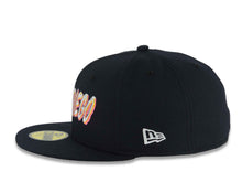Load image into Gallery viewer, San Diego Padres New Era MLB 59FIFTY 5950 Fitted Cap Hat Navy Blue Crown/Visor White/Orange Script Logo SD City Connect Floral Logo Side Patch Gray UV
