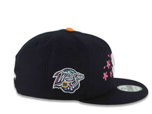 Load image into Gallery viewer, San Diego Padres New Era MLB 9FIFTY 950 Snapback Cap Hat Navy Blue Crown/Visor White Logo With Hot Pink Cherry Blossoms 1998 World Series Side Patch