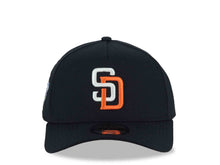 Load image into Gallery viewer, San Diego Padres New Era MLB 9FORTY 940 Adjustable A-Frame Cap Hat Navy Blue Crown/Visor White/Orange Logo 1998 World Series Side Patch Gray UV