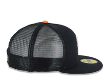 Load image into Gallery viewer, San Diego Padres New Era MLB 59FIFTY 5950 Fitted Mesh Trucker Cap Hat Navy Blue Crown/Visor White/Pink Logo (2026 City Connect Batting Practice)